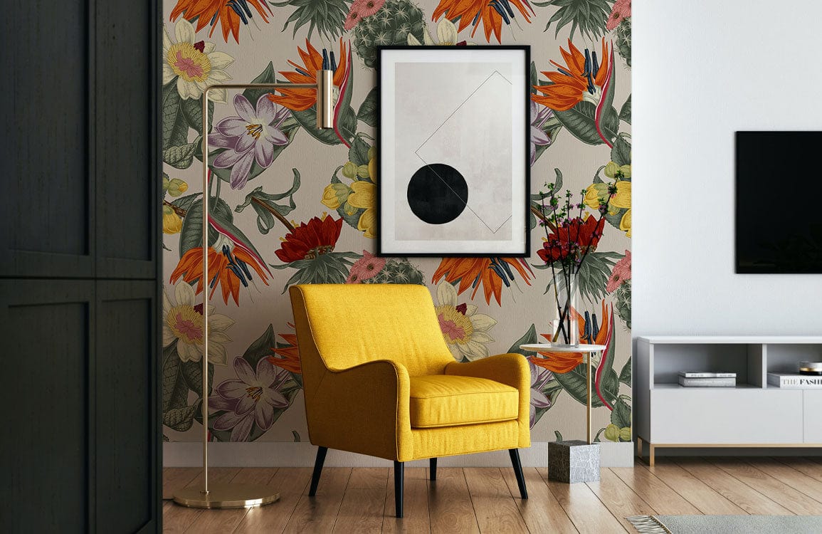 Home Decoration Wallpaper Mural Featuring Vibrant Wild Bouquets for Sale