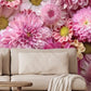 A Concise Pink Daisy Mural Wallpaper Design For Your Family Room