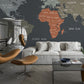 Wallpaper mural in the form of a dark country map for the living room's decor