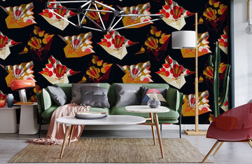 Abstract Autumn Leaves Art Mural Wallpaper