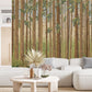 Wallpaper Mural with Thick Tree Trunks for Use in Decorating the Living Room