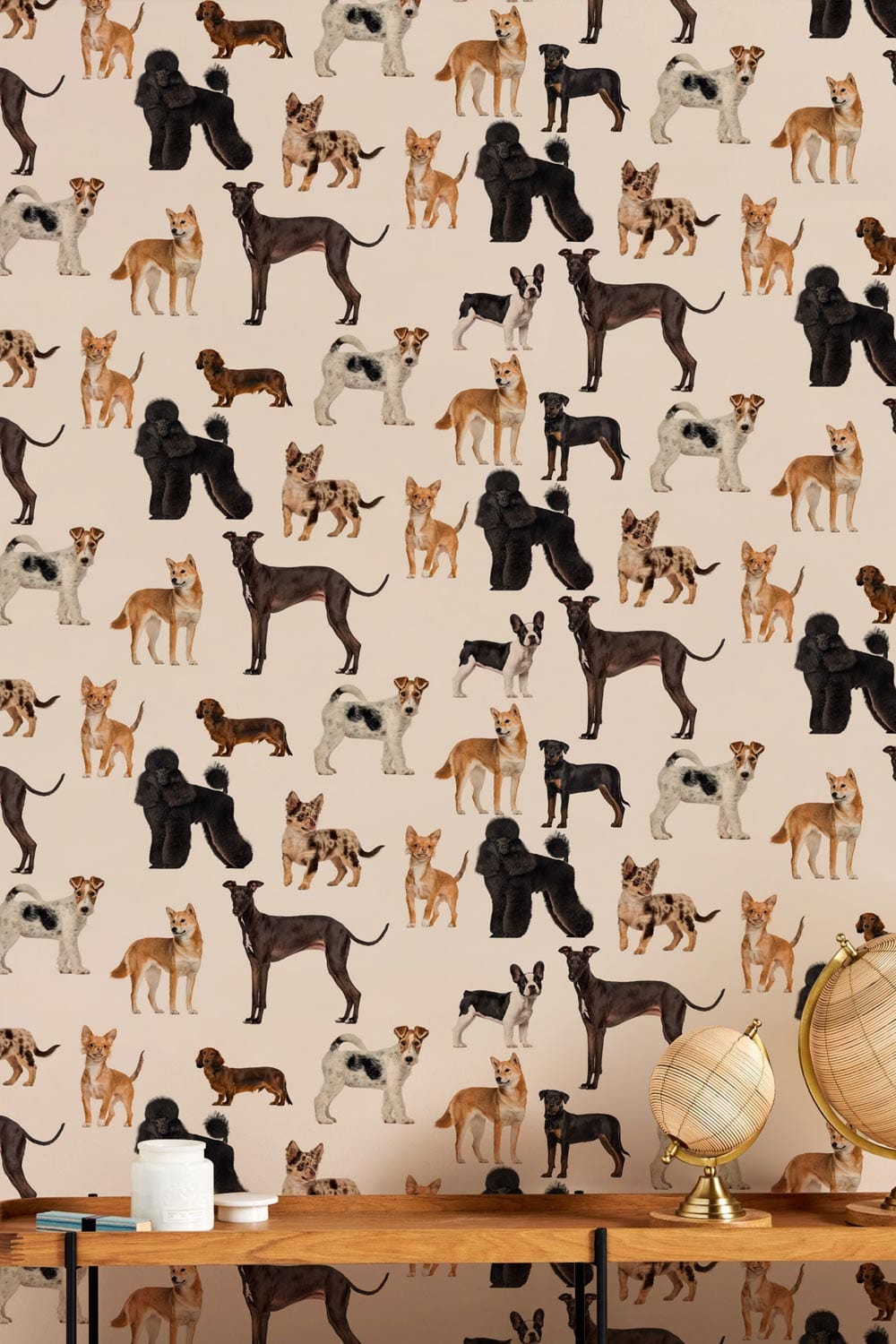 murals of cute dogs in repeating patterns for the hallway