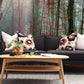 Wallpaper mural featuring an early autumn forest scene, perfect for decorating a living room.