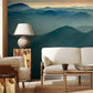 Wallpaper mural with early morning mountain landscapes, perfect for decorating a living room.