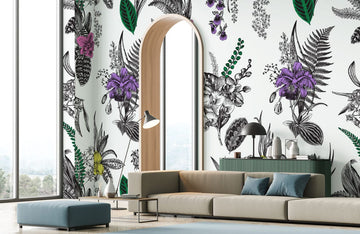 Botanical Sketch Floral Wallpaper Mural