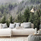 Wallpaper mural with a fading mist forest scene, perfect for decorating the living room.