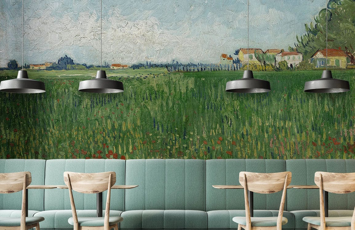 Field with Poppies Wallpaper Mural for restaurant decor