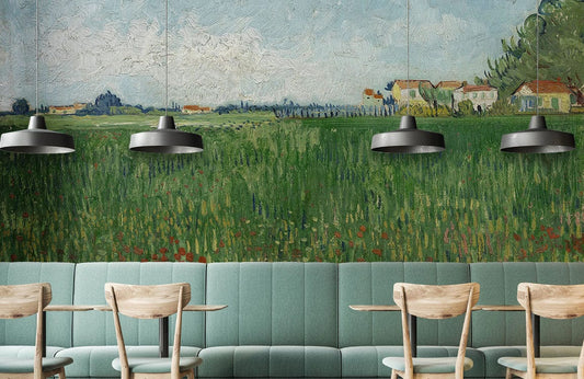 Field with Poppies Wallpaper Mural for restaurant decor