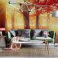 Landscape Wall Mural Wallpaper with Burning Red Woods, Perfect for Home Interior Design