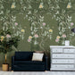 Wallpaper mural featuring a flowering vine and vine fence, perfect for decorating the living room.