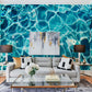 Wallpaper Mural with Fluorescent Water Ripples for Use in Decorating the Living Room