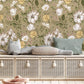 Wallpaper mural with fully opened daisies, perfect for use in the foyer.