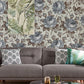 Wallpaper Mural for Home Decoration Featuring Grey and Brown Flowers
