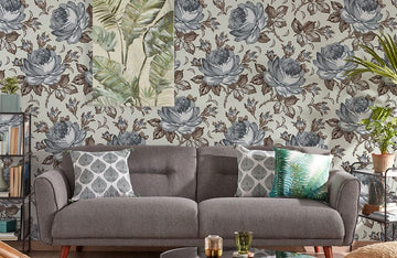 Elegante Vintage Blumen Tapete Mural