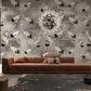 Elegant Cranes on a Gray Background Wallpaper Mural for Decorating the Living Room