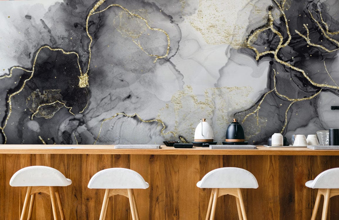 Ink and Gilding Wallpaper Mural Used for the Decoration of Restaurants