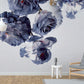 Wallpaper mural with inverted purple flowers designed for the hallway's decor