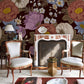 Decoration for the Living Room Utilizing a Large Colorful Paisley Wallpaper Mural