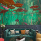 Wallpaper mural featuring a lily floating in clear water, perfect for the living room.