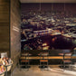 Wallpaper mural depicting London at night, perfect for use in decorating the dining area.