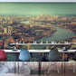 Wallpaper mural featuring London by the Thames, perfect for use as office decor.