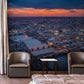 Wallpaper mural featuring a scene of London at sunset, perfect for decorating a living room.