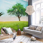 Wallpaper Mural with Lonely Tree and Rainbow for Decorating the Living Room