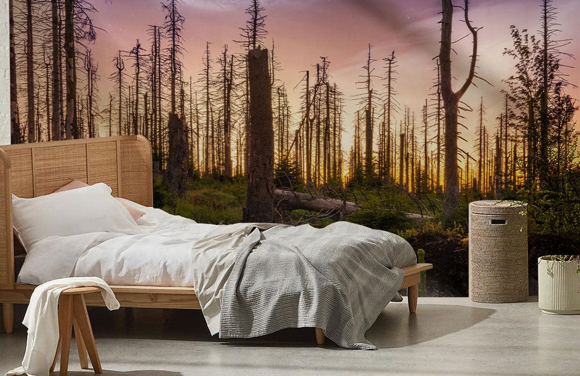 Bedroom Wall Mural with Enchanted Forest Scenery