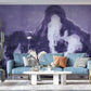 Purple and white marble wallpaper mural with melting effect for living room decoration.