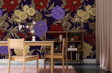 Papier Peint Panoramique Fleurs Royales Métallisées
