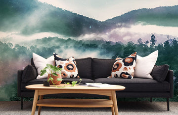 Misty Forest Abstract Landscape Mural Wallpaper