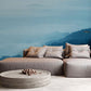 Living Room Decoration Featuring an Ombre Cloud and Hilltop Wallpaper Mural
