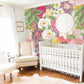 Wallpaper mural with a pastel version of the prosperous flower design, ideal for use in nurseries.