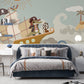 Cartoon Mural Wallpaper with Pirate on Ocean Scene for Bedroom Decoration