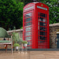 Wallpaper mural with a red phone booth scene for use in interior design of a home.