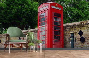 Vintage Britische Rote Telefonzelle Wandbild