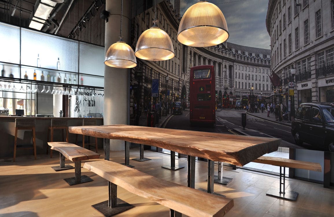 Wallpaper mural depicting Regent Street for use in decorating the dining room