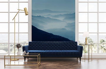 Carta da parati paesaggio montano sereno blu