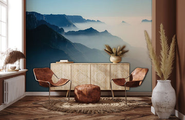 Serene Misty Mountain Landscape Mural Wallpaper