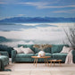 Wallpaper Mural for Living Room Decor Featuring a Mountain Sea Surrounded by Clouds