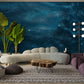 Wallpaper mural featuring a shimmering dark ocean scene, perfect for decorating the living room.