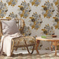 Wallpaper mural with tiny grey bouquets for use as room decor.