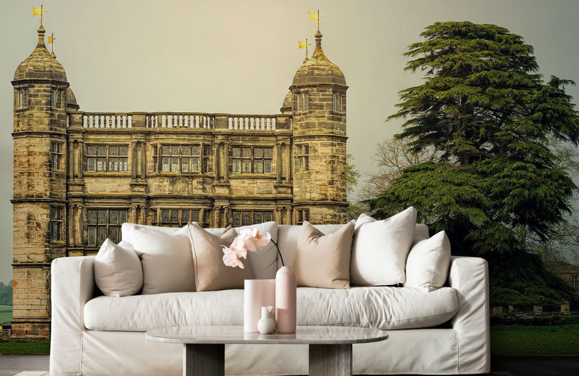 Tixall Gatehouse Landscape Wallpaper Mural for Use as Home Decoration in the Living Room