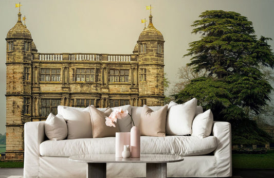 Tixall Gatehouse Landscape Wallpaper Mural for Use as Home Decoration in the Living Room