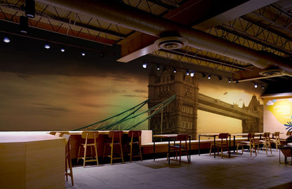 Wallpaper mural featuring a scene of the Tower Bridge for use in decorating the dining room