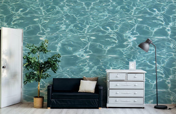 Soothing Teal Watercolor Wave Mural Wallpaper