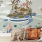 Wallpaper mural of a turtle island for use in the decoration of children's bedrooms