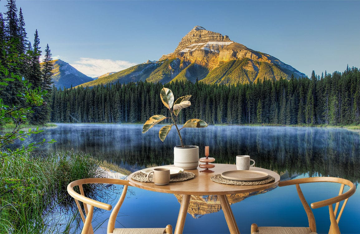 Wallpaper Mural for the Dining Room Decor Featuring Inverted Mountain Scenes from Around the World