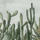 Watercolor wallpaper mural with cacti, ideal for use in the interior design of homes.