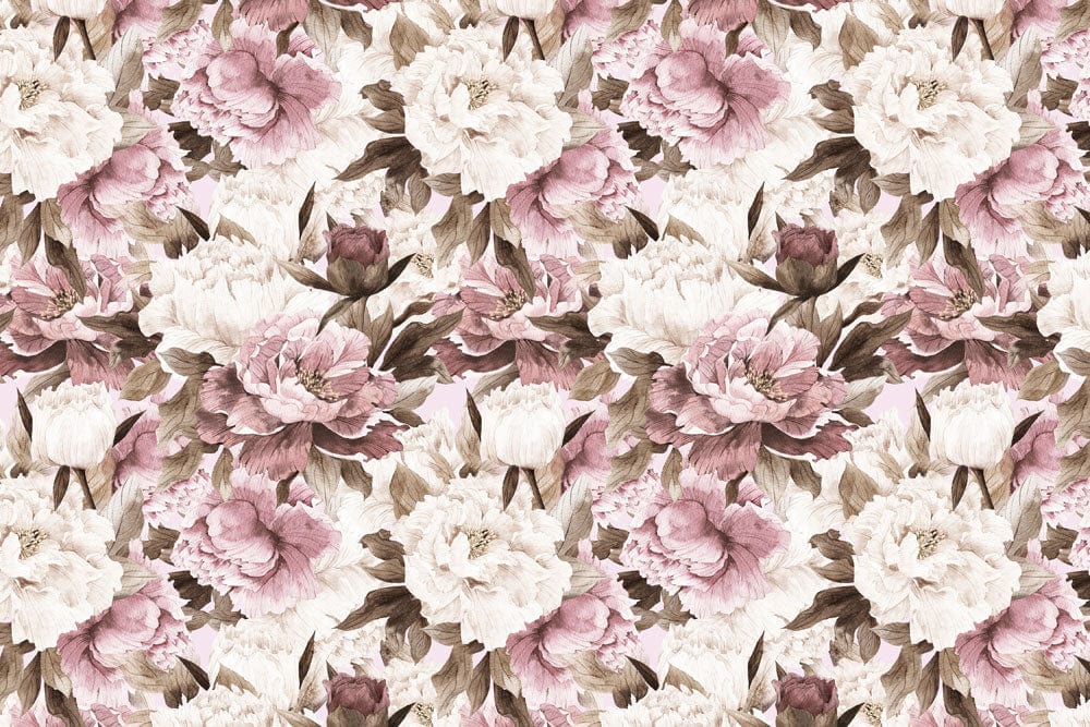 Wallcovering with a Floral Design, Off-White and Pink Color Scheme, Suitable for Home Decoration